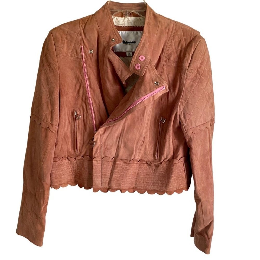 Luella for Target Suede Crop Moto Jacket with Scallop Trim XL